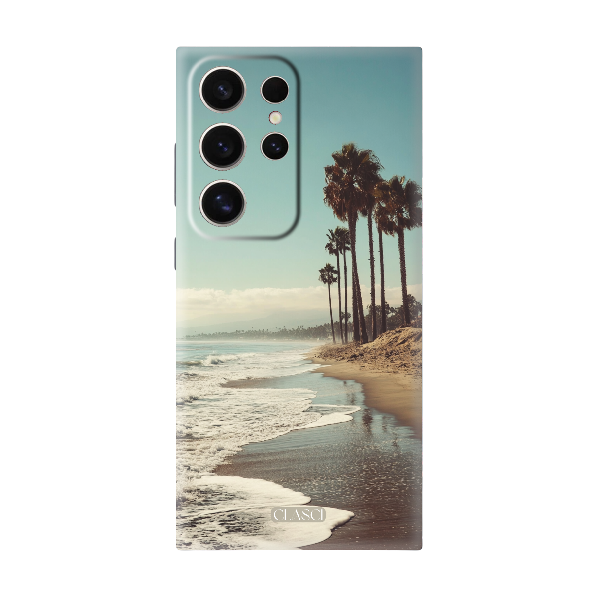 Paradise Beach with Tall Palms Silicone Phone Case
