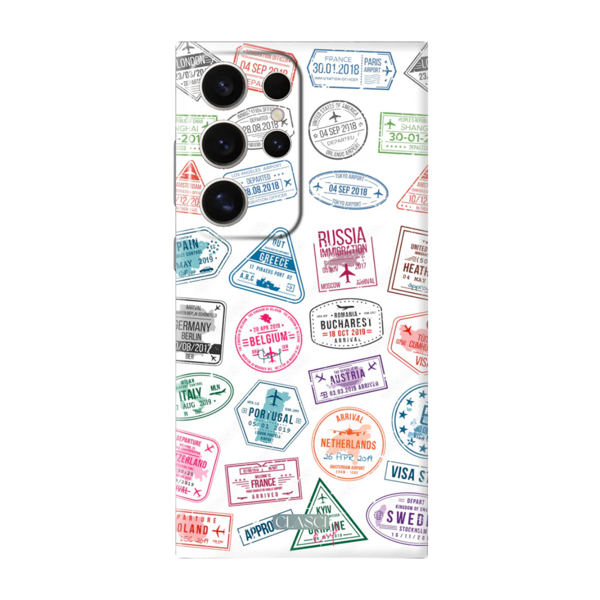 Creative Passport Visa Stamps Silicone Phone Case