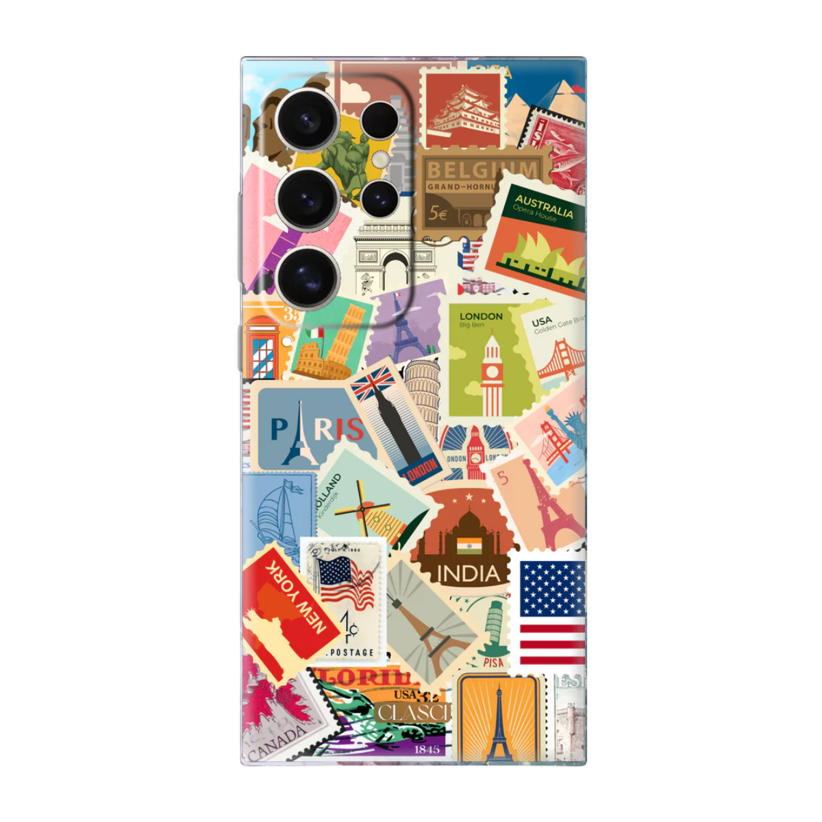 Landmarks Stamps Phone Cover, Slim and Lightweight