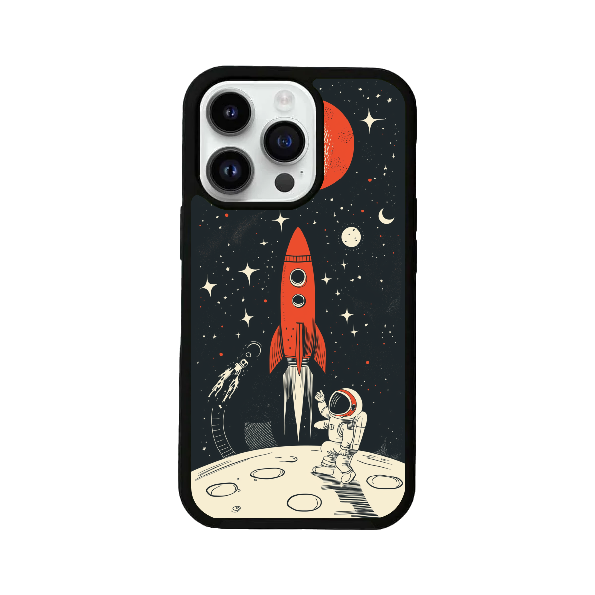 Vintage Rocket Flying Through Space iPhone Cover
