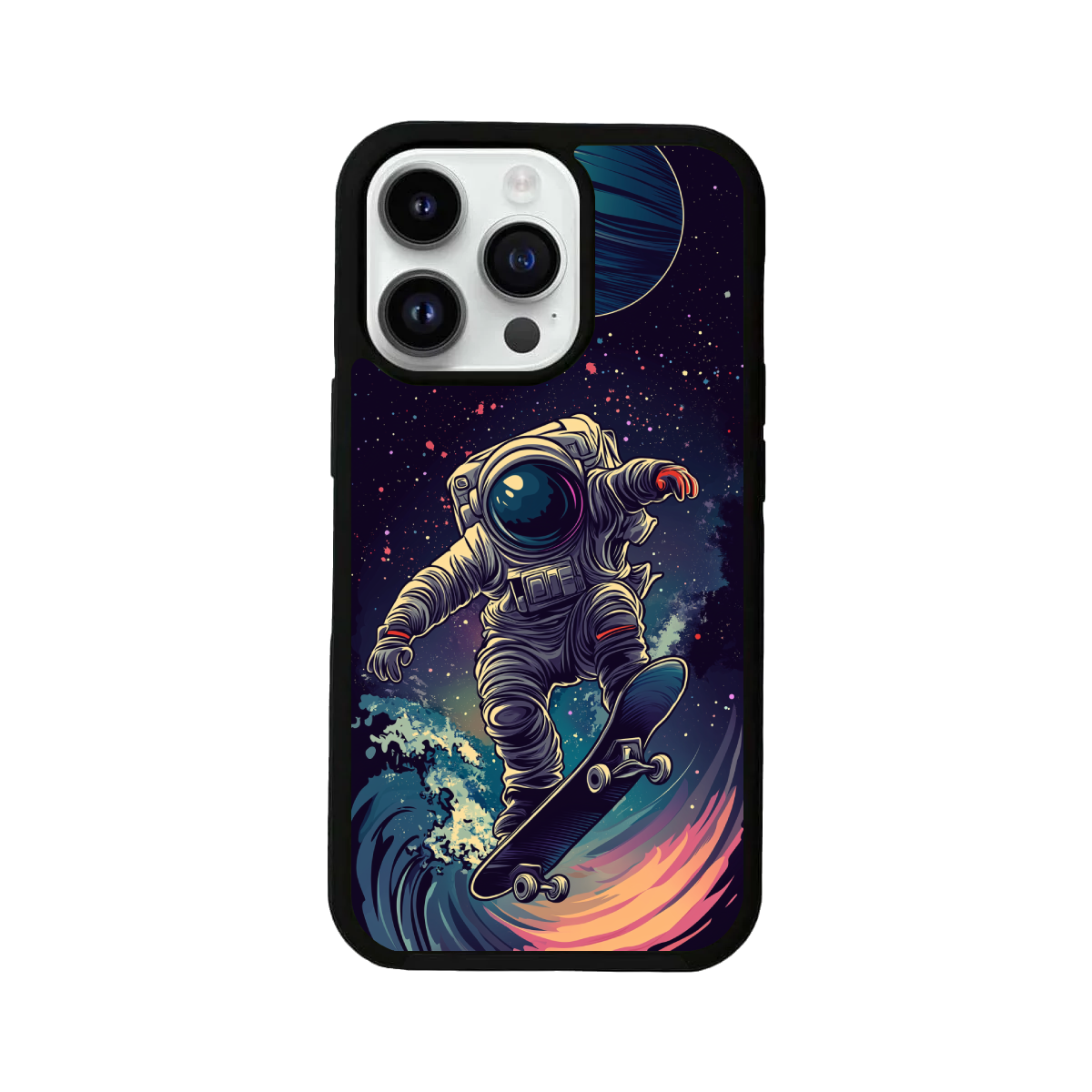 Skateboarding by astronauts in space iPhone Cover
