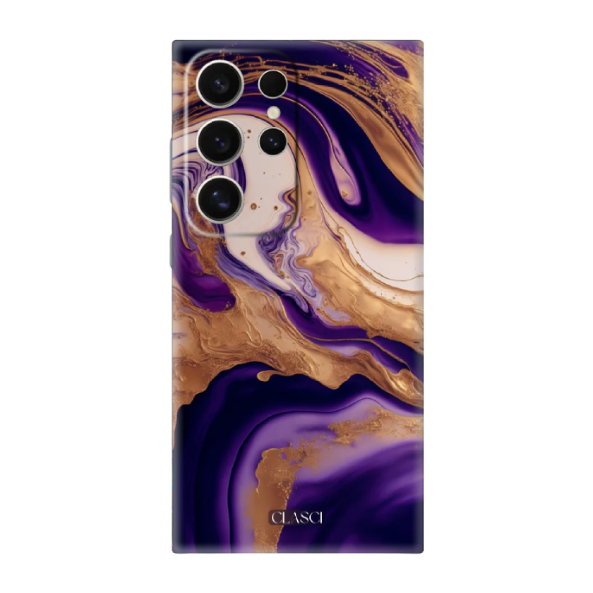 Royal Elegance Deep Purple & Gold Marble Silicone Phone Case
