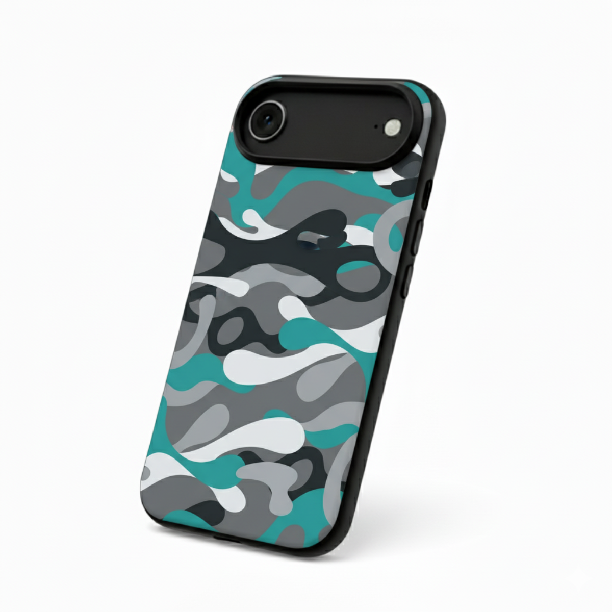 Grey & Cyan Camo iPhone Cover