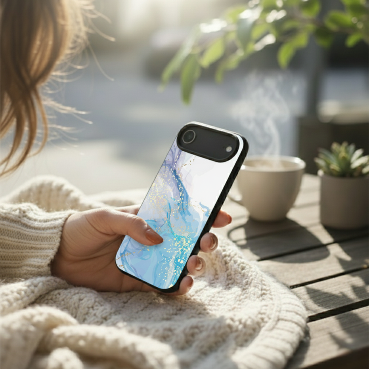 Blue Watercolor Marble iPhone Cover