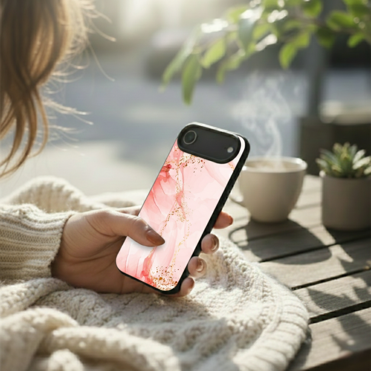 Coral Pink Marble iPhone Cover