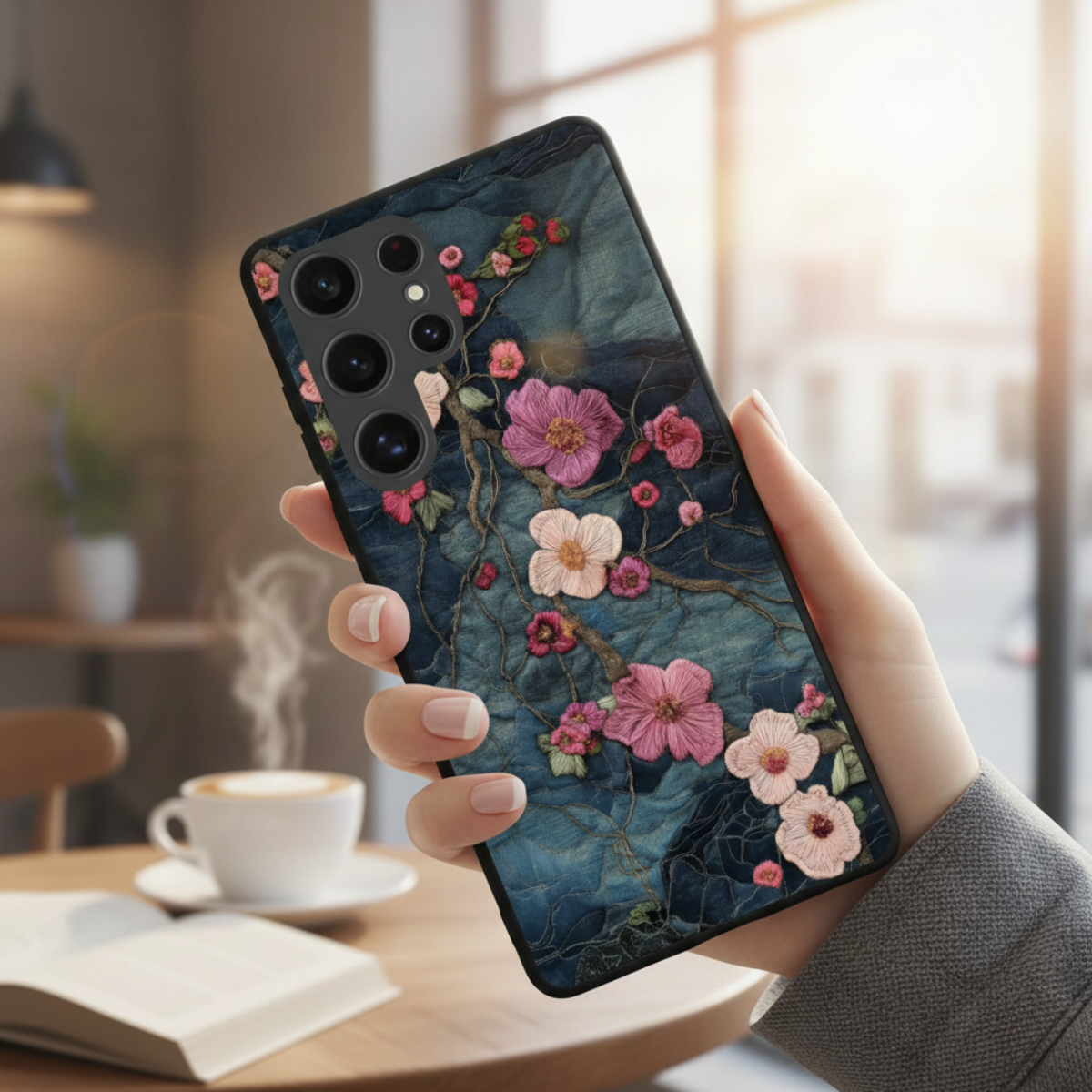Floral Embroidery Samsung Phone Cover