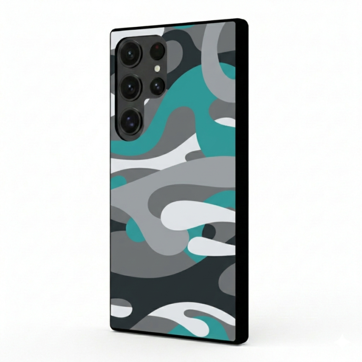 Grey & Cyan Camo Samsung Phone Cover