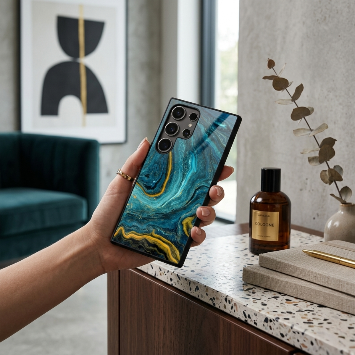 Jade Blue Marble Samsung Phone Cover