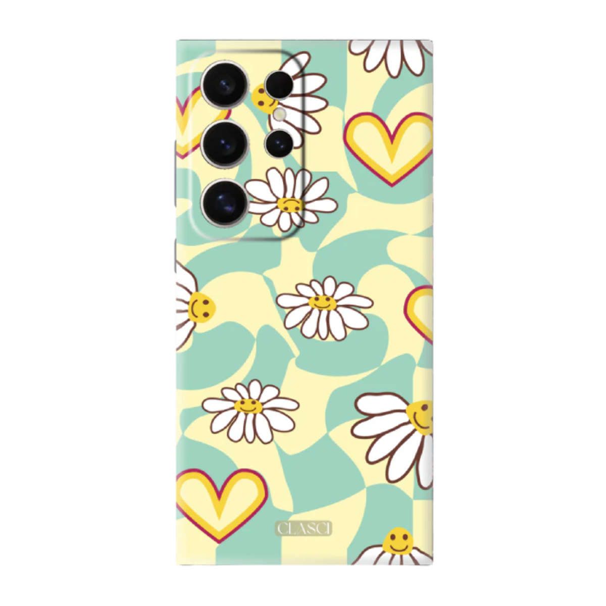 Yellow Hearts And Flowers Silicone Phone Case