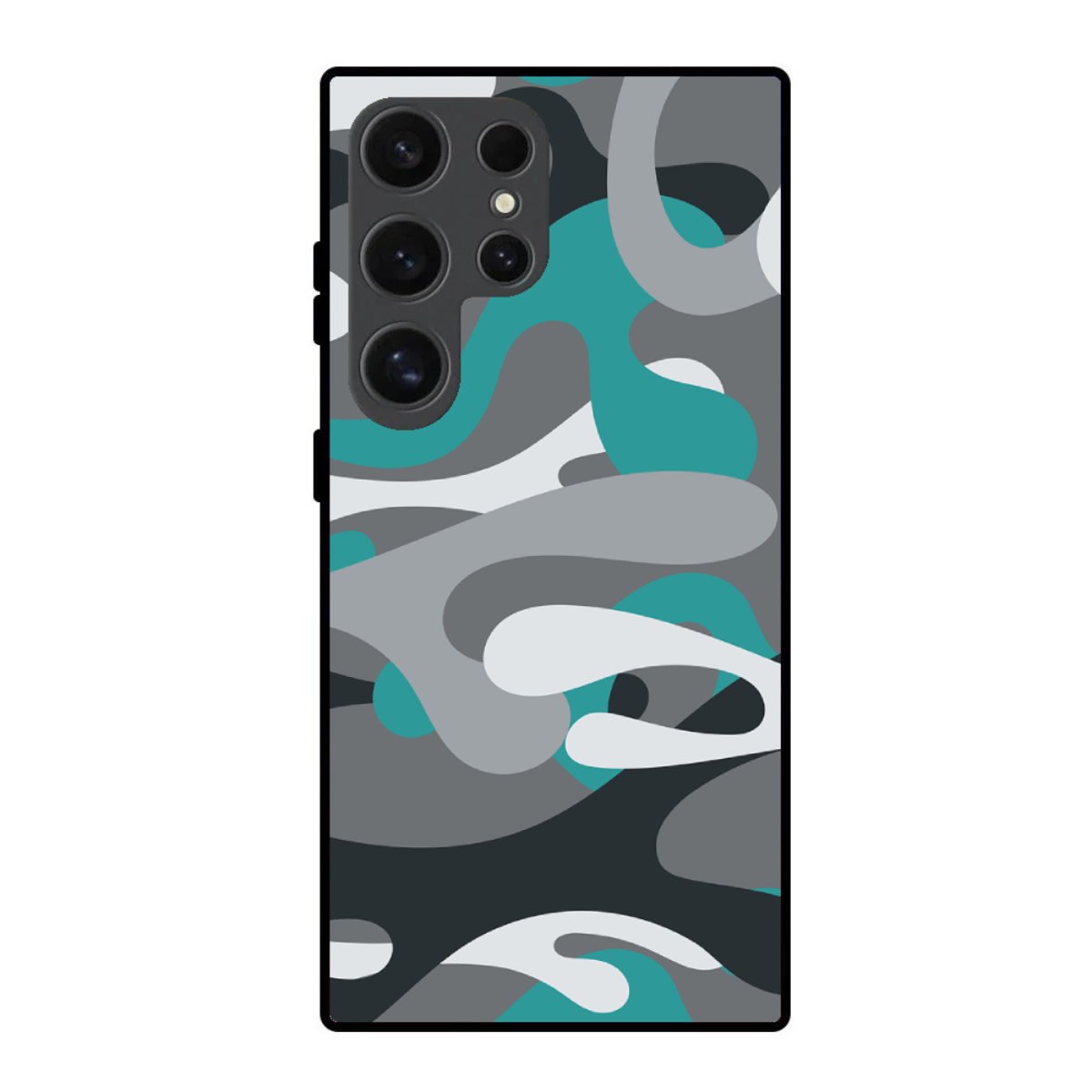 Grey & Cyan Camo Phone Cover, Slim and Lightweight