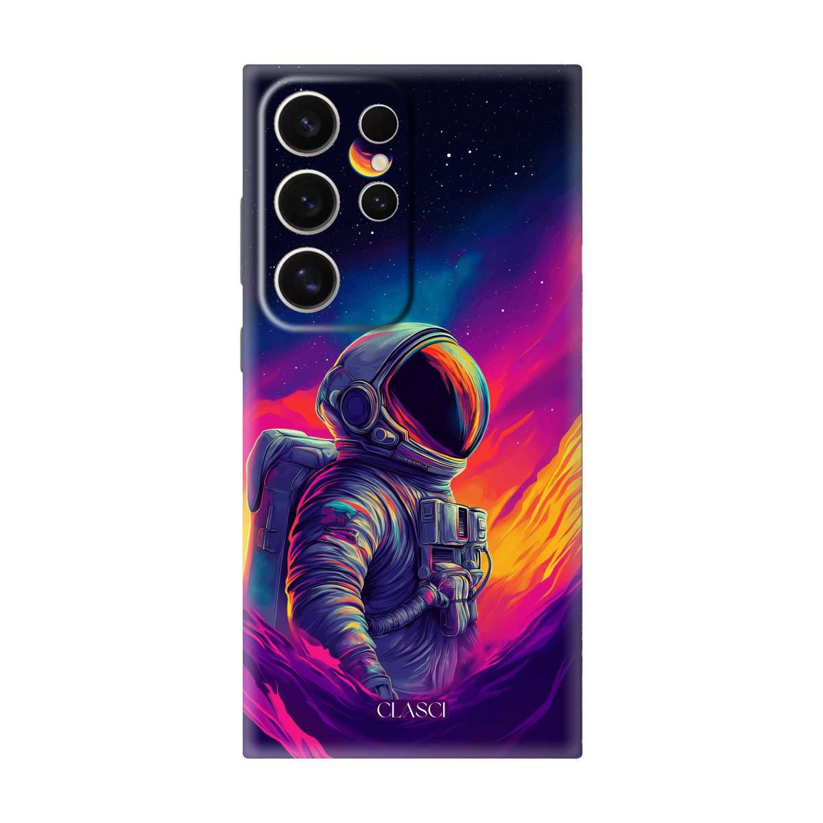 Astronaut in a Neon Galaxy Silicone Phone Case