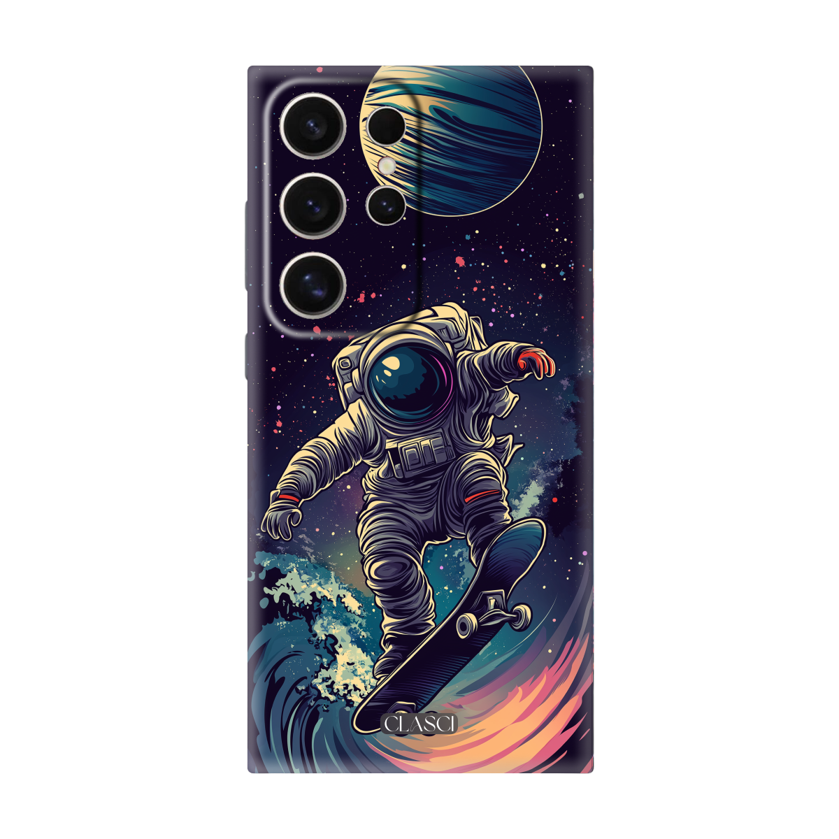 Skateboarding by astronauts in space Silicone Phone Case
