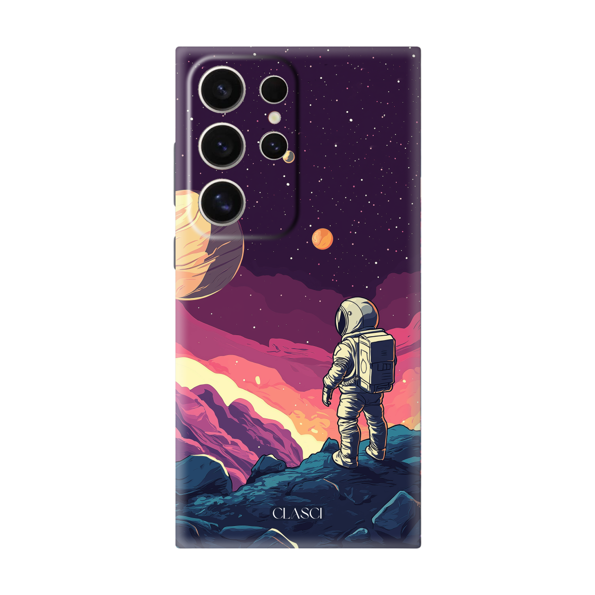 Astronaut Exploring Alien Landscape Silicone Phone Case