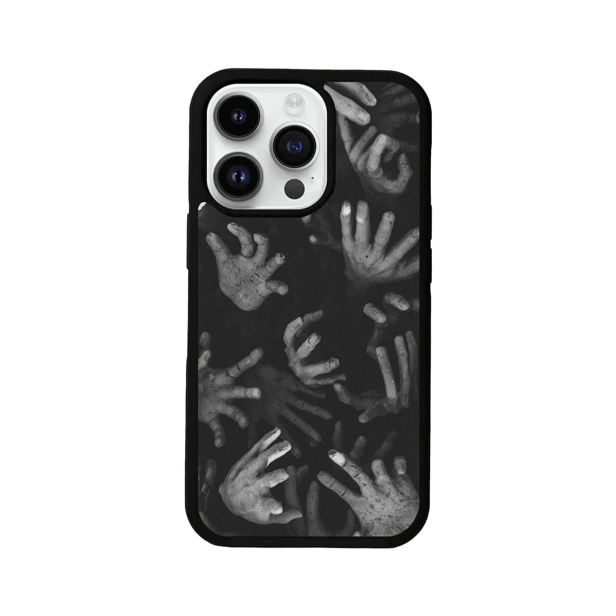 Scary People Hands On Black Glass Case