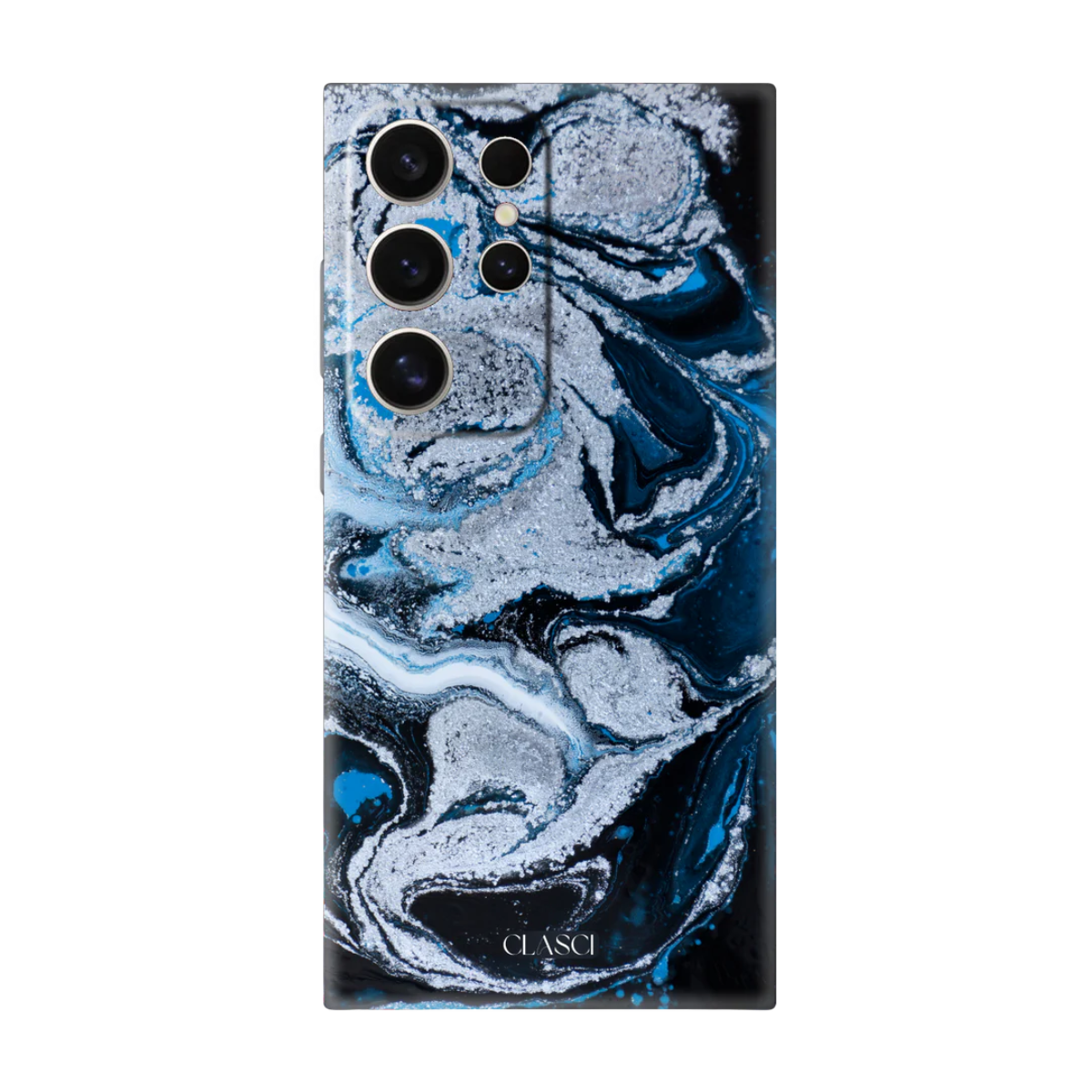 Blue And Grey Flow Marble Silicone Phone Case