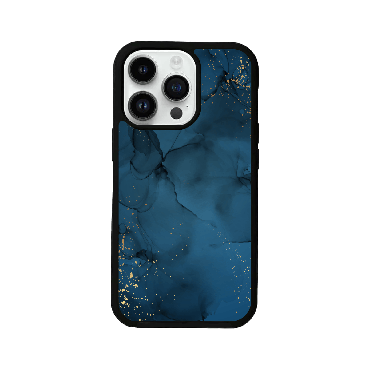 Navy Blue Alcohol Ink Design Marble Glass Case