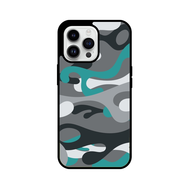 Grey And Cyan Camouflage iPhone Cover