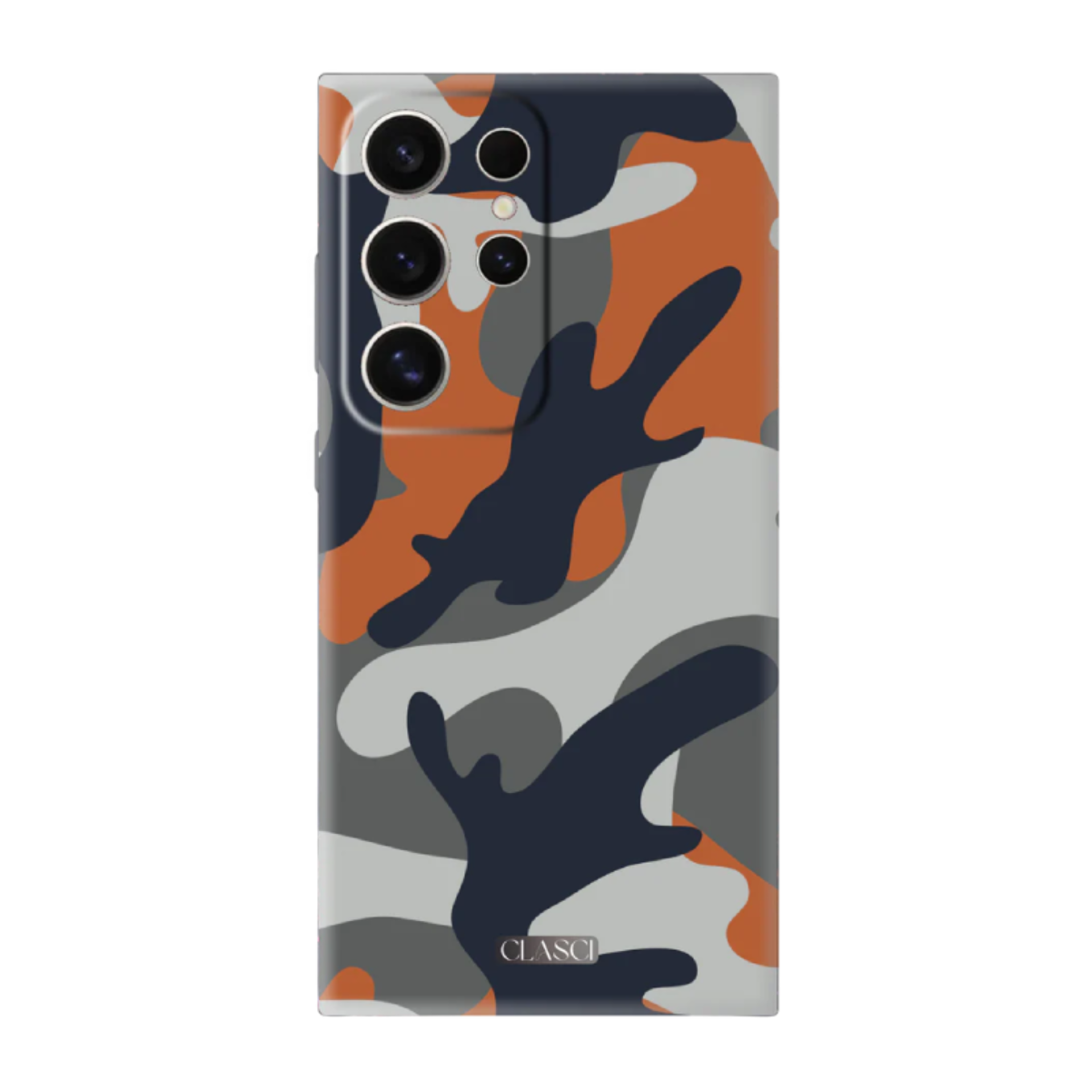 Grey And Orange Camo Silicone Phone Case