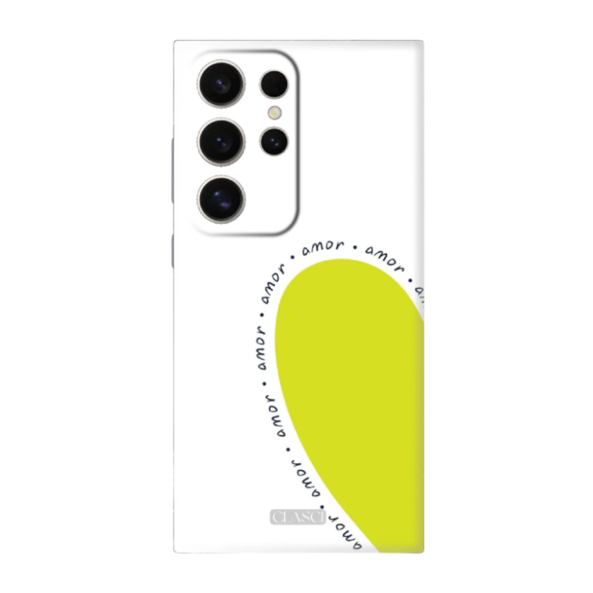 Half Heart Green Relief Solid Silicone Phone Case