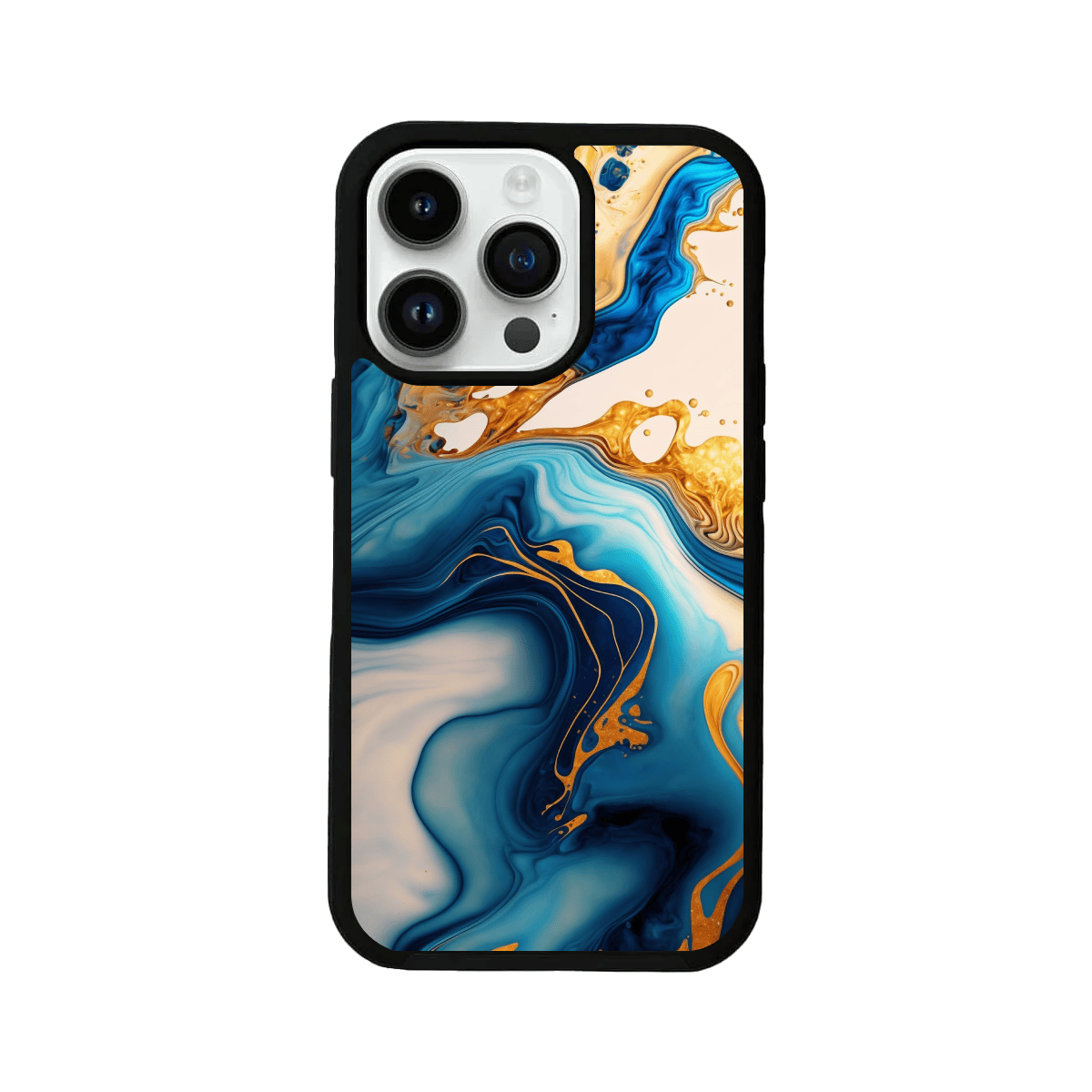 Golden Depths Abstract Watercolor Marble Glass Case