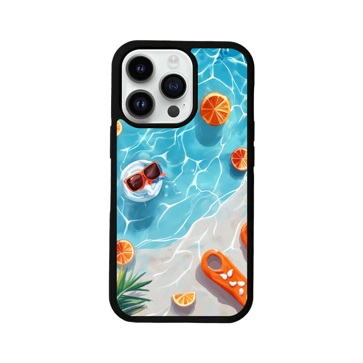 Orange Slice Floating in Blue Water iPhone Cover