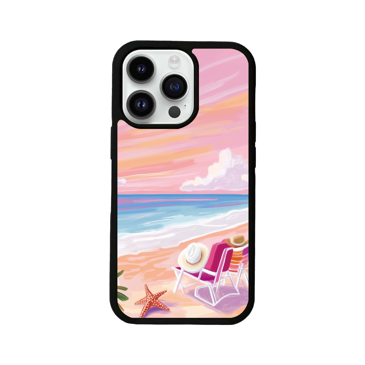 Pink Beach Sunset Illustration iPhone Cover