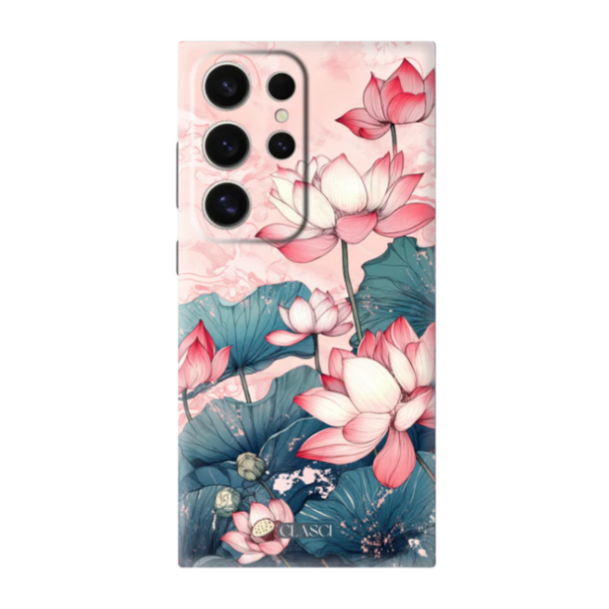 Pink Lotus Floral Silicone Phone Case