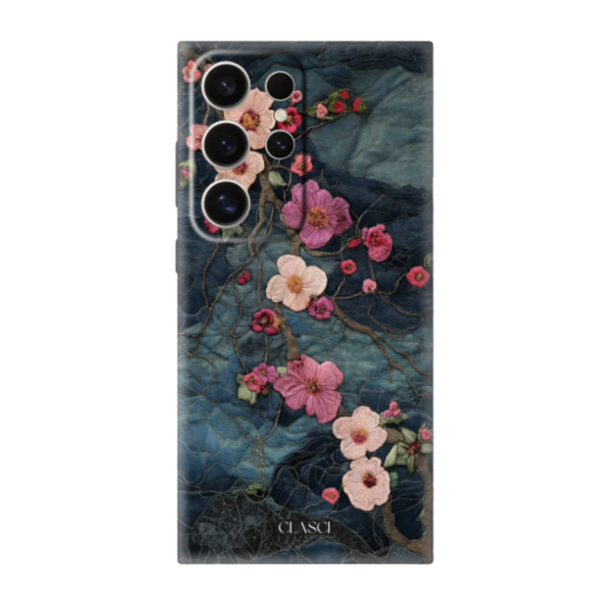 Floral Flourish Embroidery Pattern Silicone Phone Case