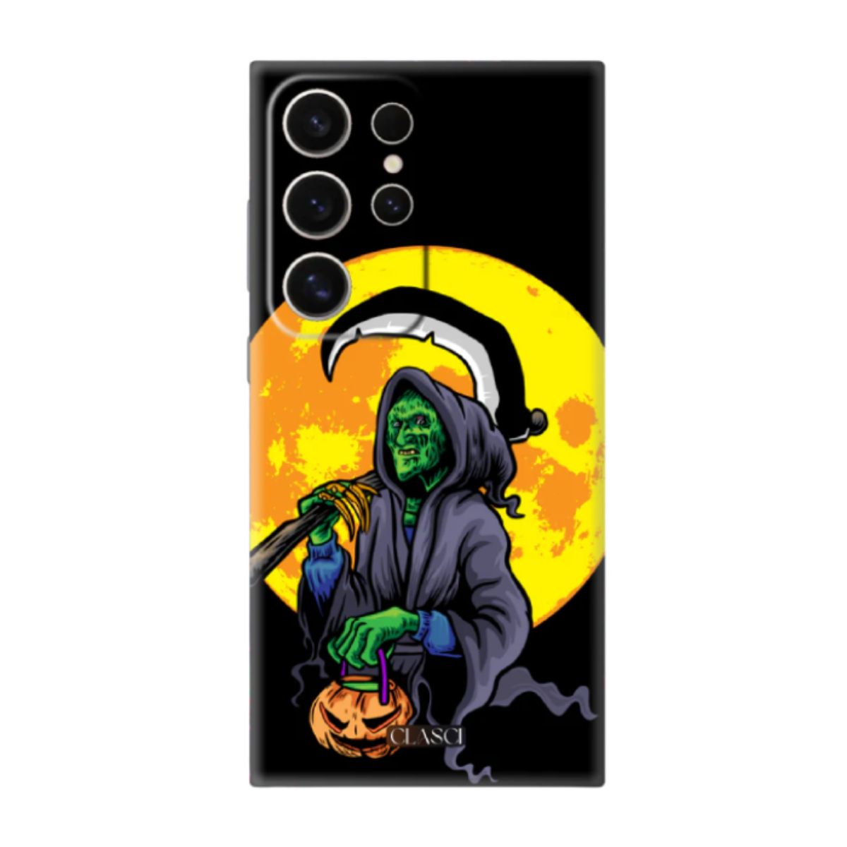 Scary Grim Reaper With Pumpkin Silicone Phone Case
