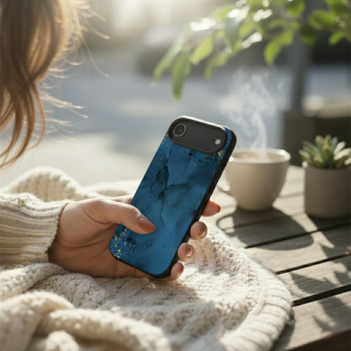 Navy Blue Marble iPhone Cover