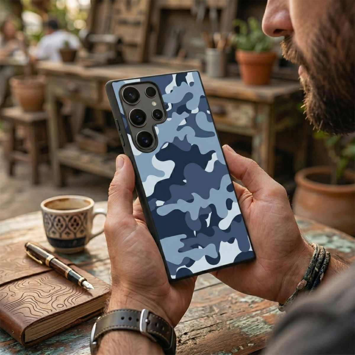 Navy Blue Camo Samsung Phone Cover