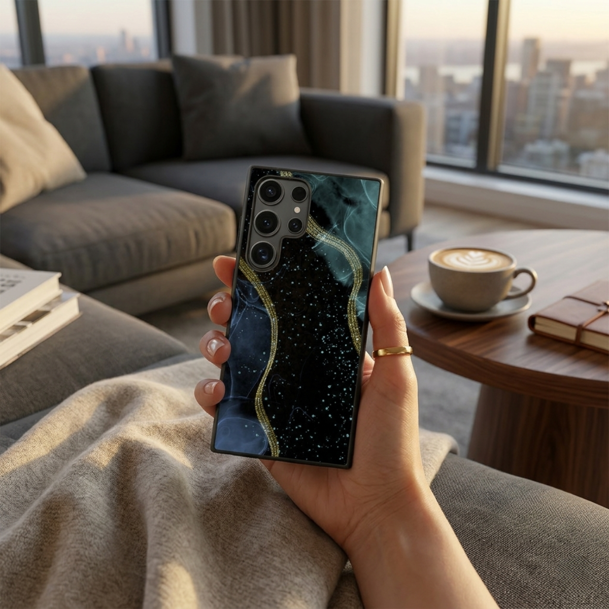Abstract Blue Marble Samsung Phone Cover