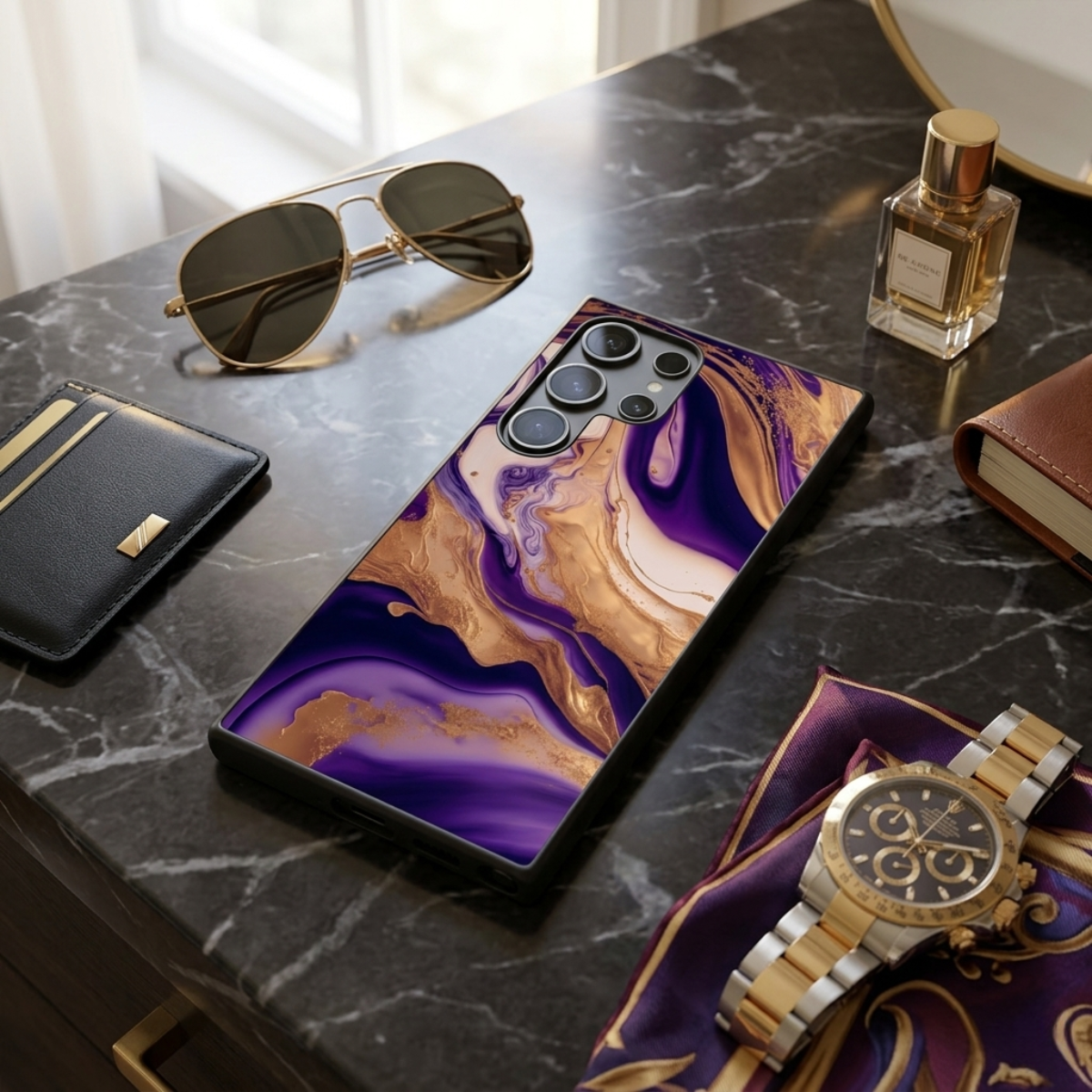 Purple Marble Samsung Phone Cover