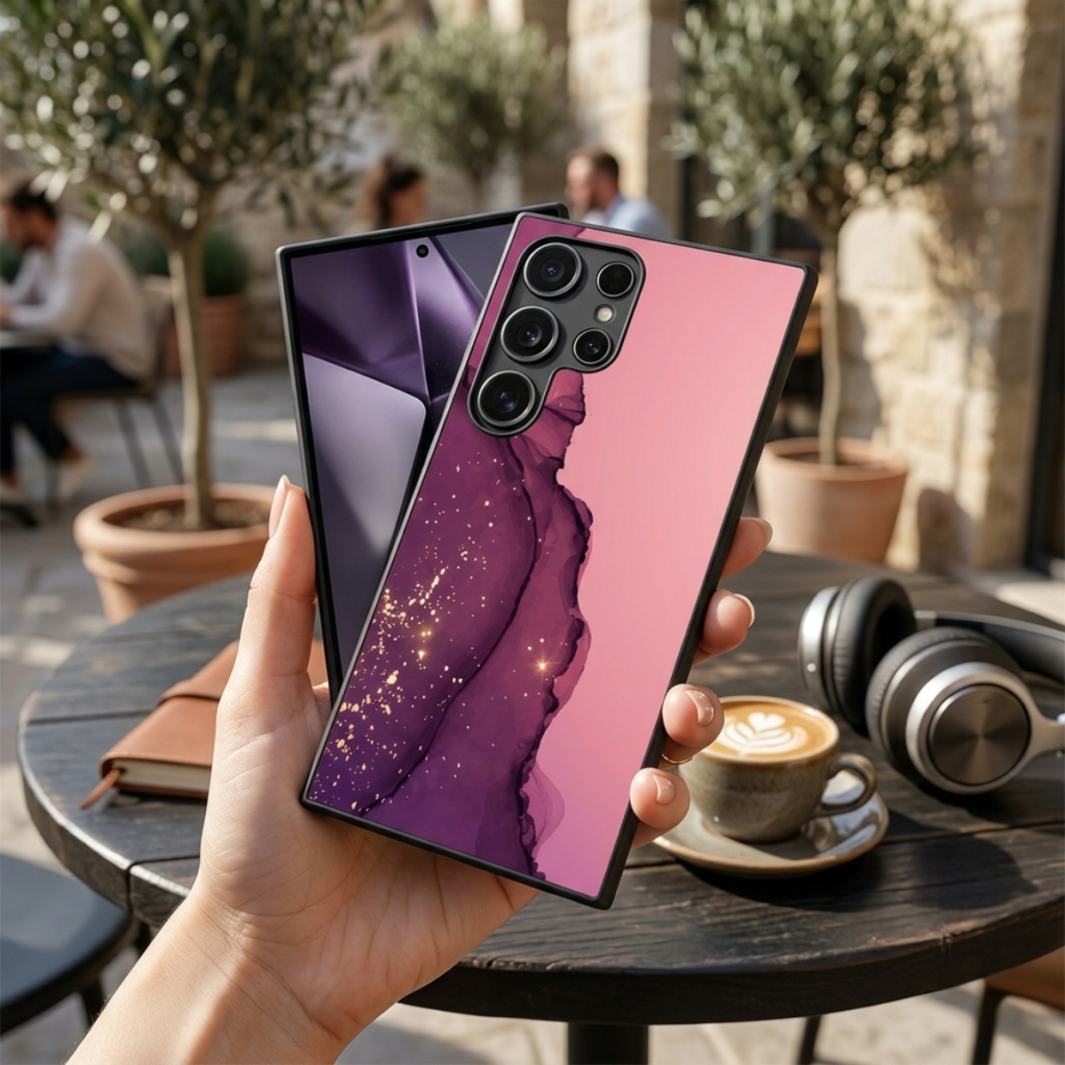 Pink & Purple Marble Samsung Phone Cover