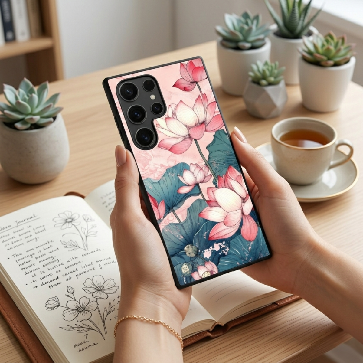 Pink Lotus Floral Samsung Phone Cover