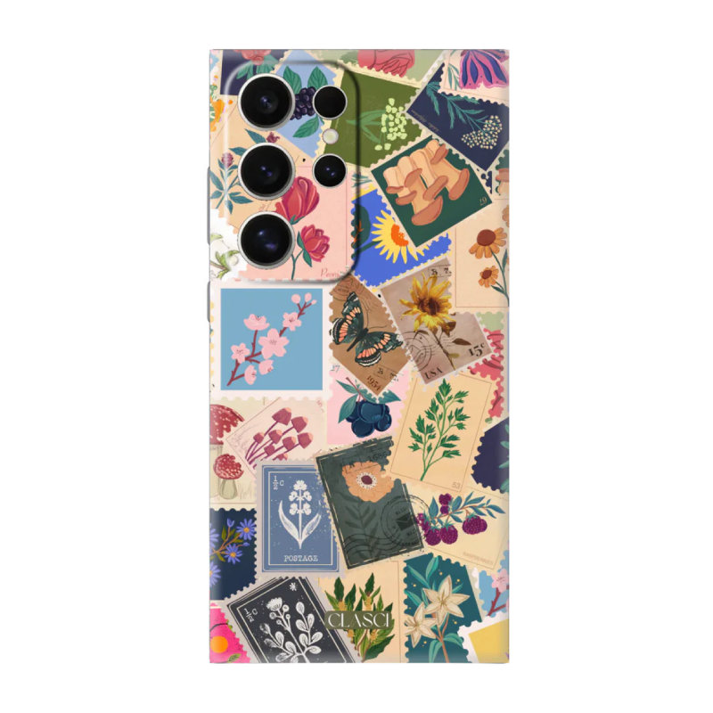 Vintage Floral Stamps Samsung Phone Cover, Slim and Lightweight