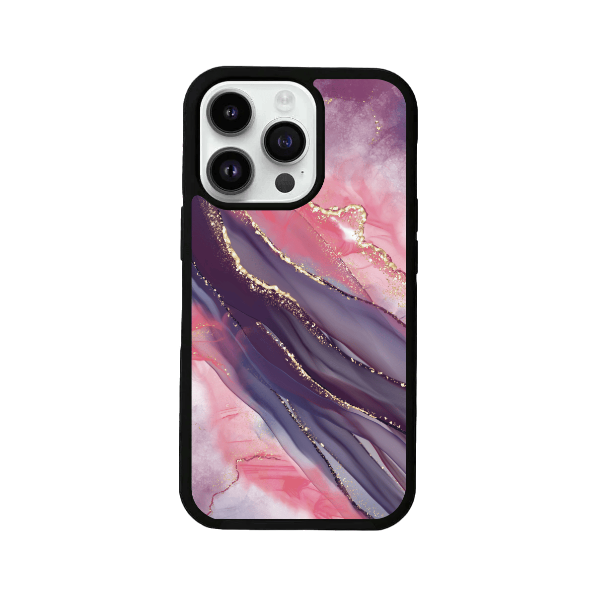 Marble Ink Magic Meets Gold Glitter Glass Case