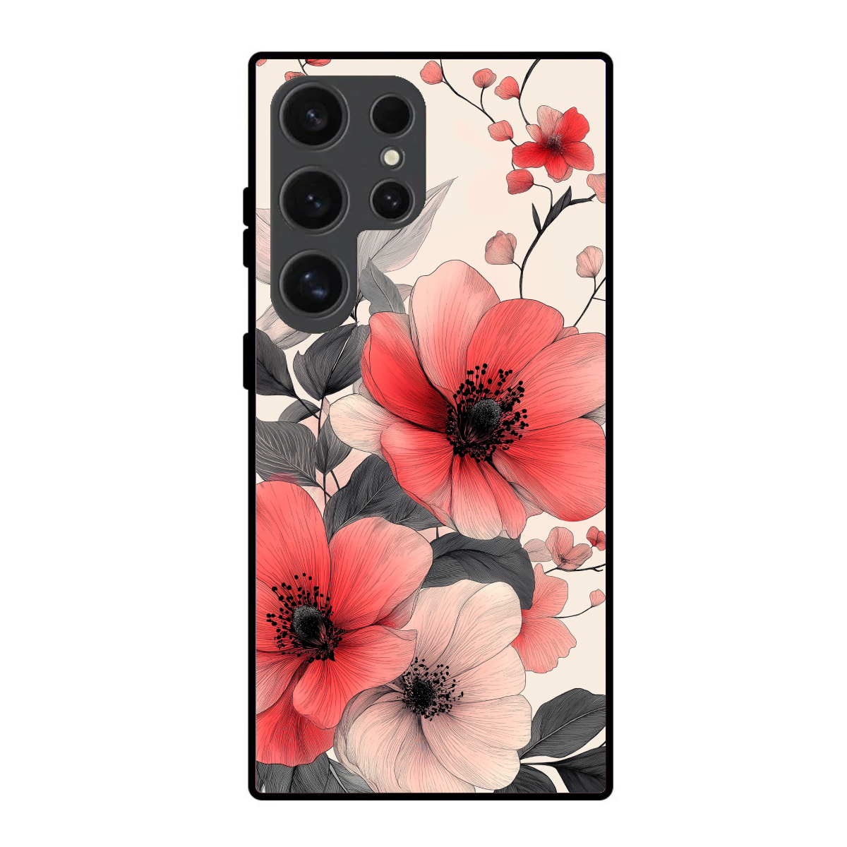 Red Poppy Floral Phone Cover, Slim and Lightweight