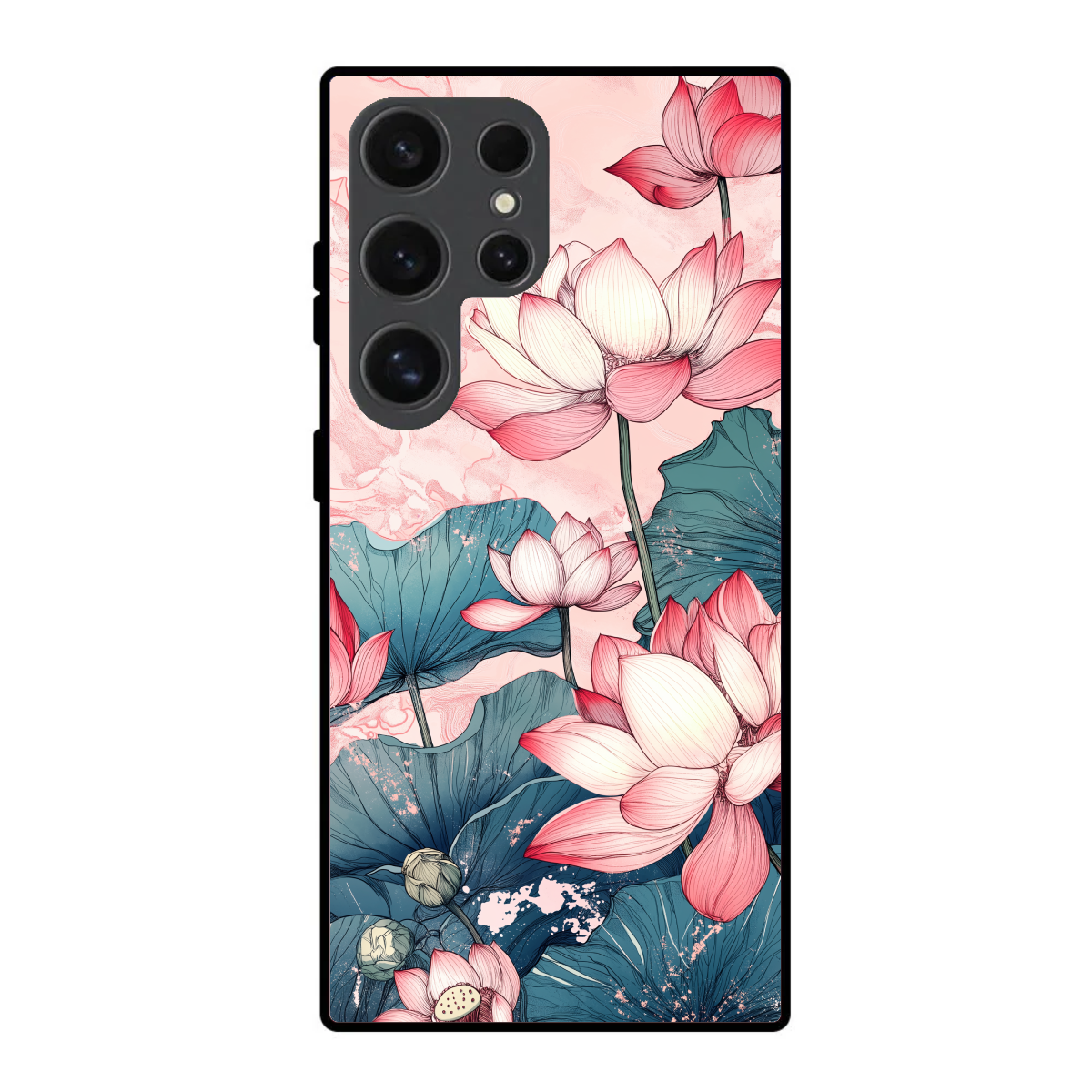 Pink Lotus Floral Phone Cover, Slim and Lightweight