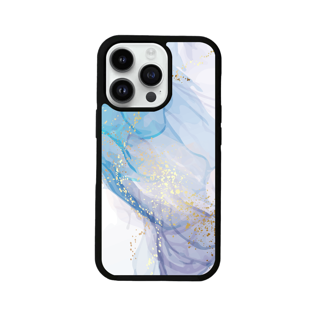 Blue Watercolor Abstract Texture Marble Glass Case